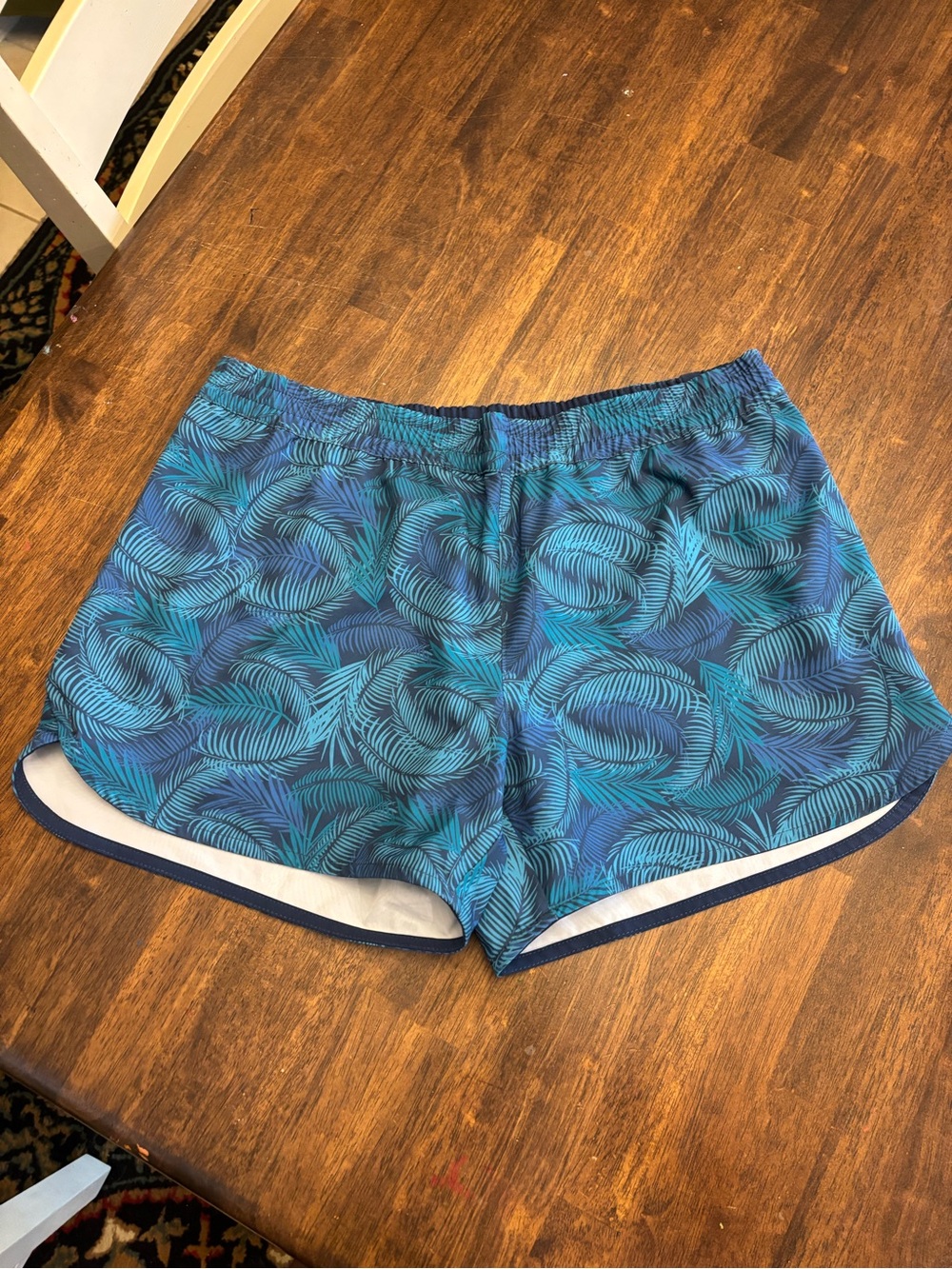 World Wide Sportsman Women’s Large Blue Tropical Palm Print Swim Shorts L